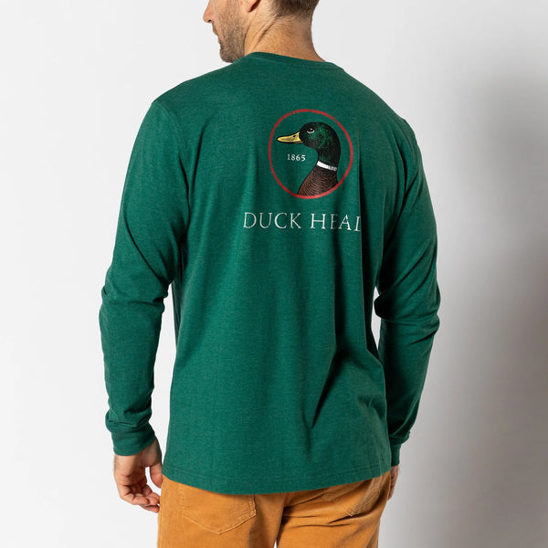 Southern Marsh Signature Ornament Long Sleeve T-Shirt - Dark Green, Large | Holiday Mallard Design Cotton Tee
