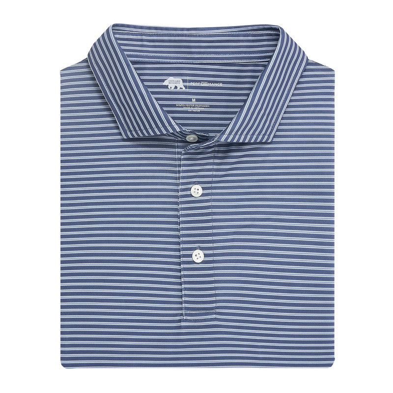 Trophy Stripe Performance Pique Polo BLUE INDIGO