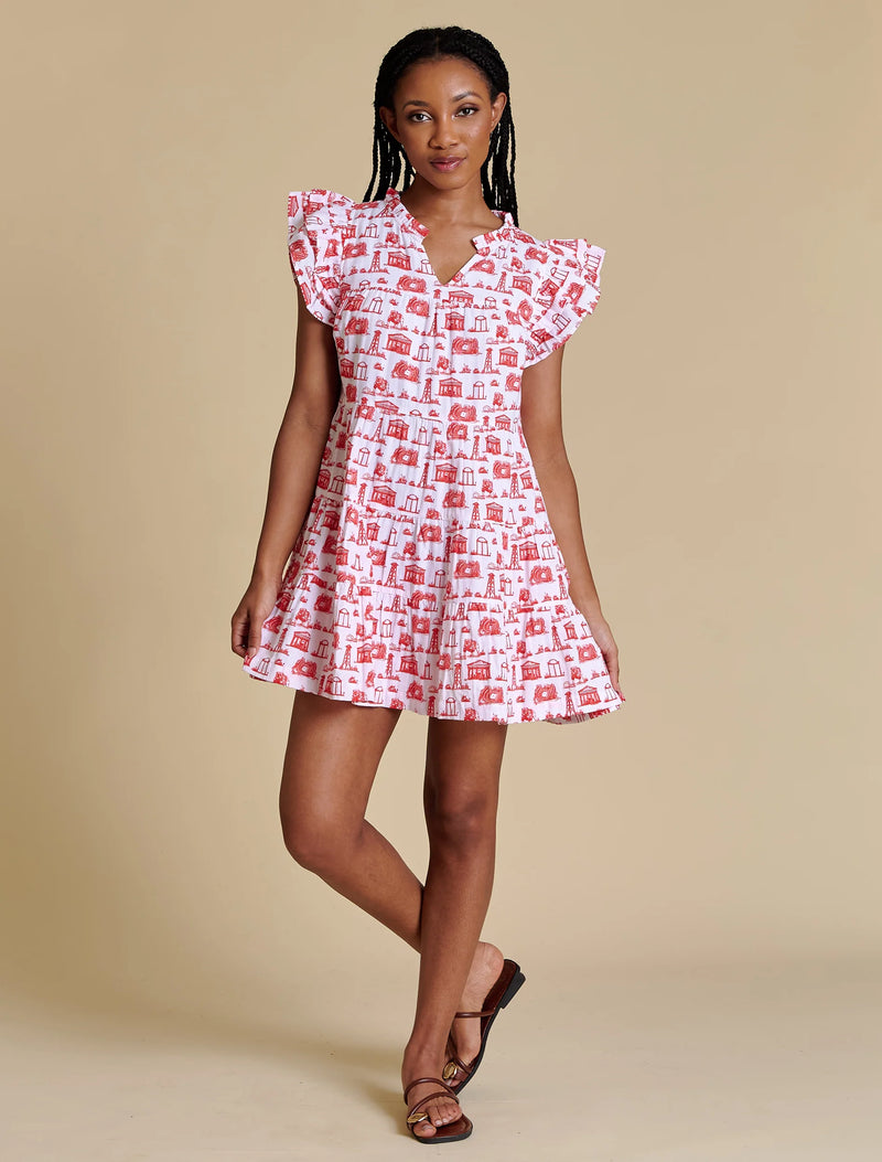 The Team Toile Flutter Sleeve Dress | Georgia