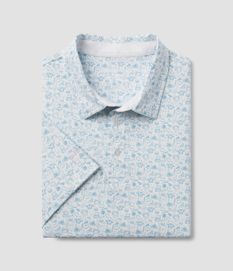 Biggest Fan Printed Polo Powder Blue