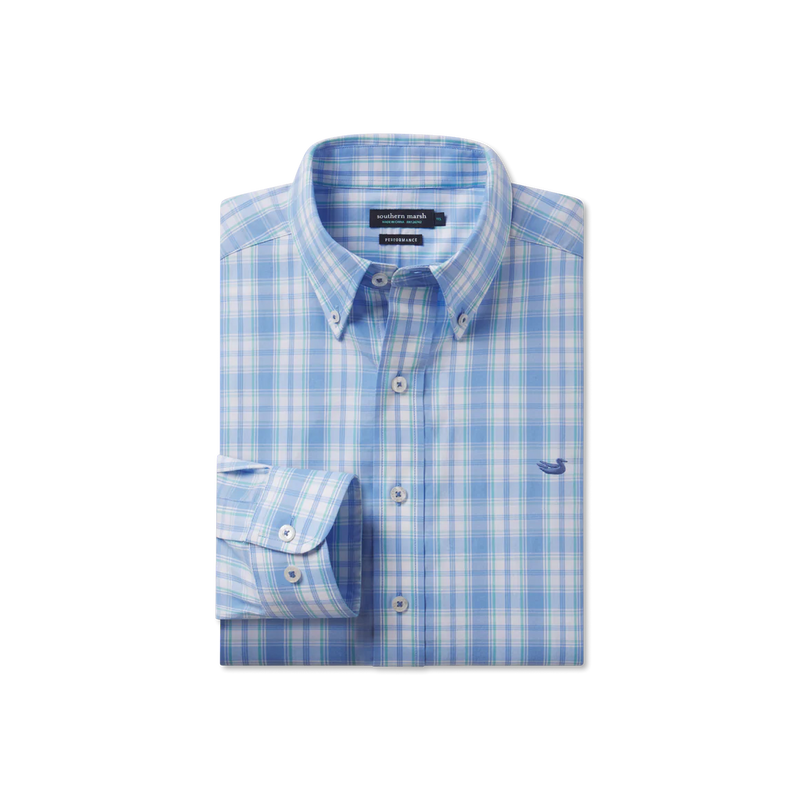 Benton Performance Plaid Dress Shirt Lilac & Mint