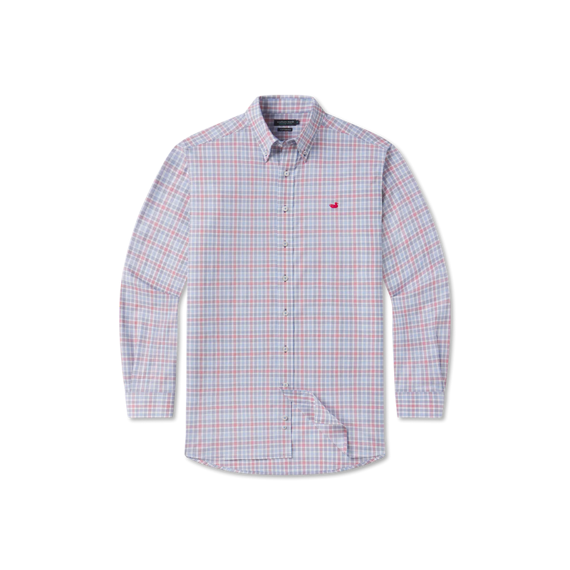 Odessa Performance Dress Shirt Navy and Red