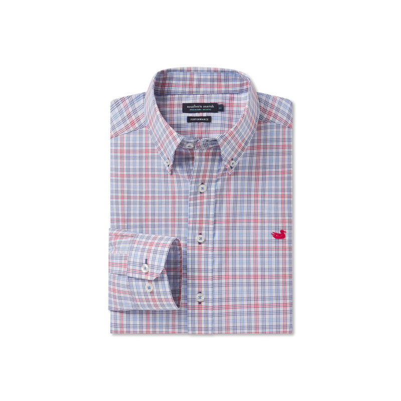 Odessa Performance Dress Shirt Navy & Red