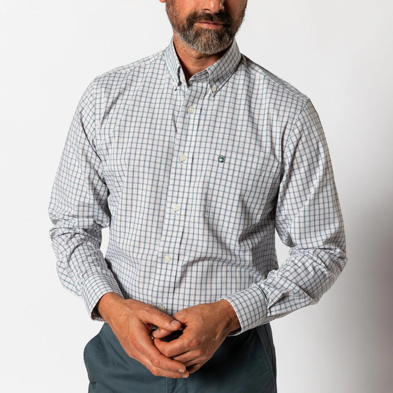 Performance Poplin Sport Shirt Edison Plaid Forest Green