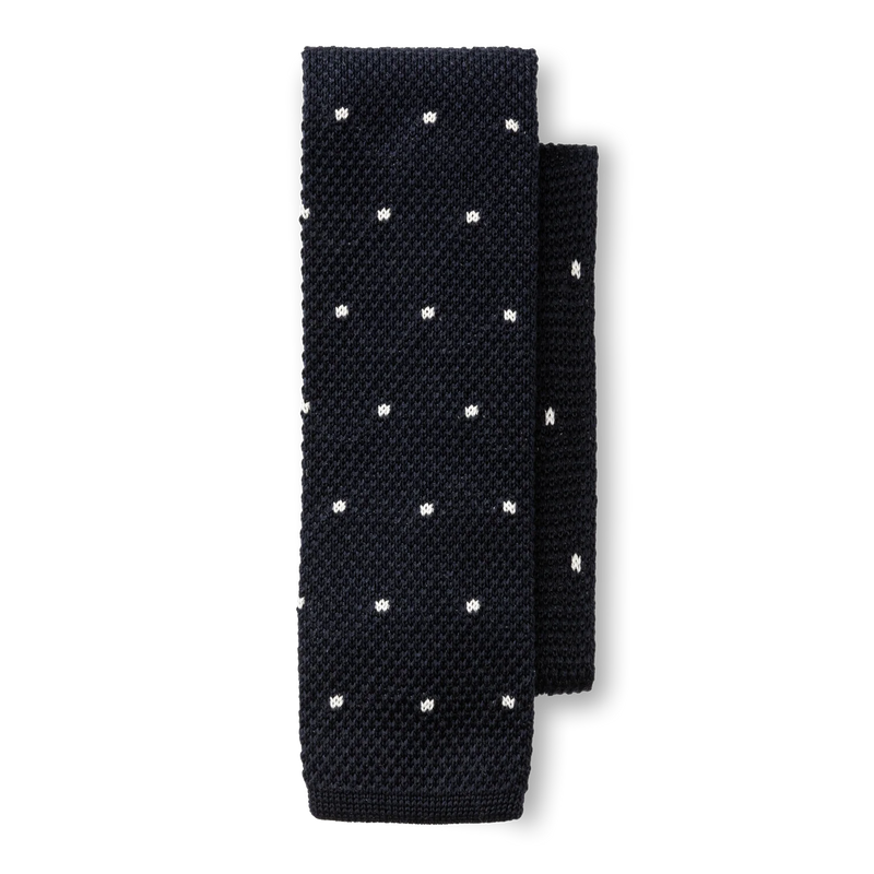 Navy Polka Dot Knit Tie