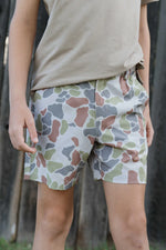 Youth Shorts - Driftwood Camo - Grey Pocket