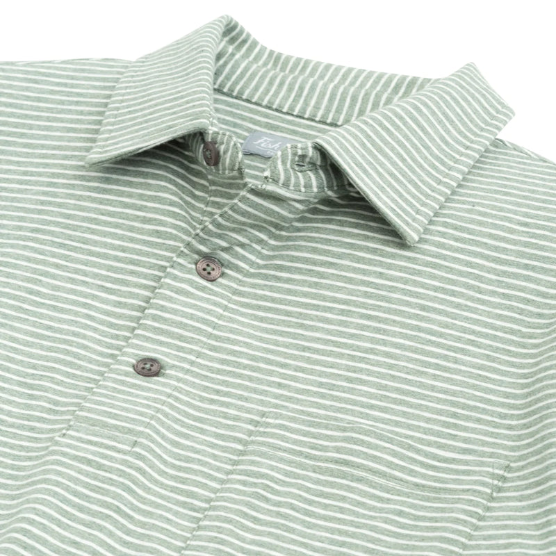 MELANGE STRIPE POLO SAGE HEATHER