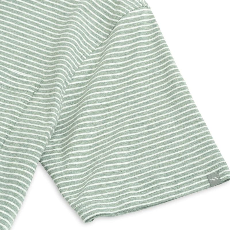 MELANGE STRIPE POLO SAGE HEATHER