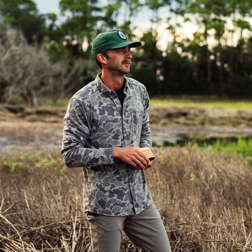 Lobeco Button Up Dark Green Mallard Camo