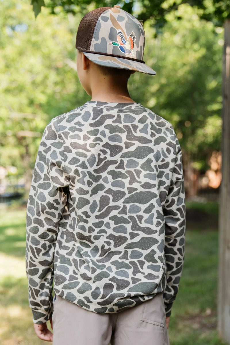 Youth Tee - Long Sleeve Deer Camo Pocket