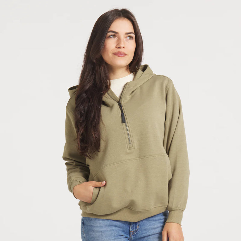 Angie Active Half Zip Hoodie Olive Green
