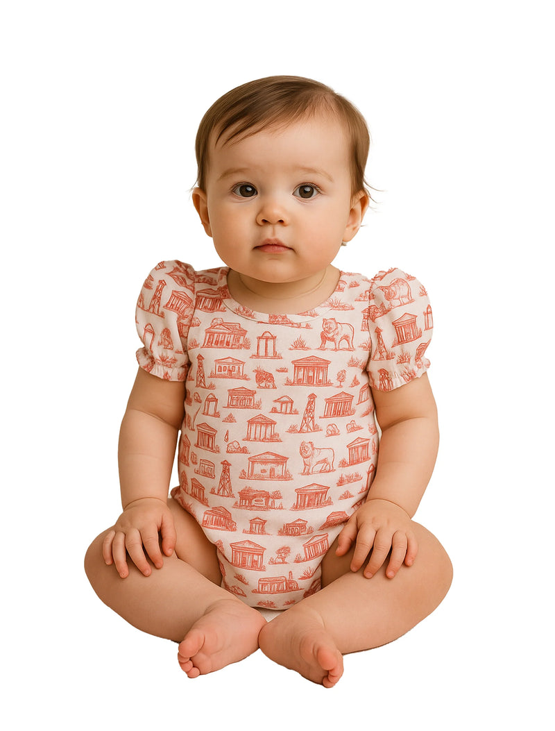 The Team Toile Puff Sleeve Onesie | Georgia