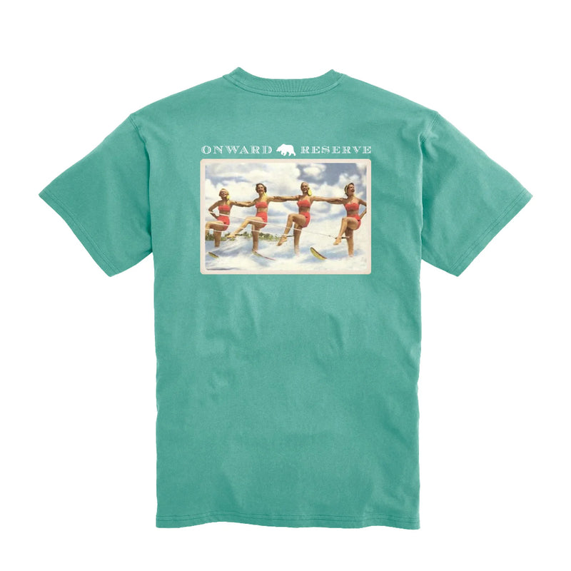 Vintage Ski Postcard Tee - Bottle Green