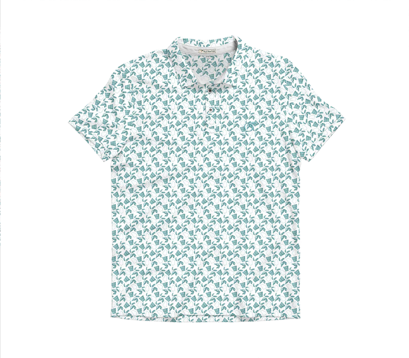Peach State Pride Peach Pattern Performance Polo - Clearwater & White