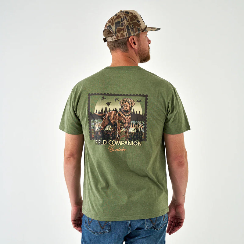 Adult SS Tee - Duck Dog Stamp - Heather Olive