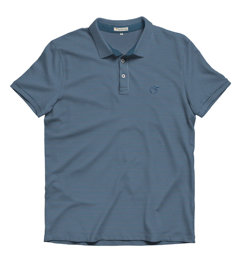 LAVENDER BLUE & BLUEBERRY BEECH STRIPE PERFORMANCE POLO