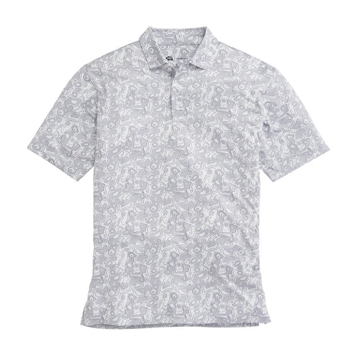 Topographic Golf Printed Performance Polo WHITE