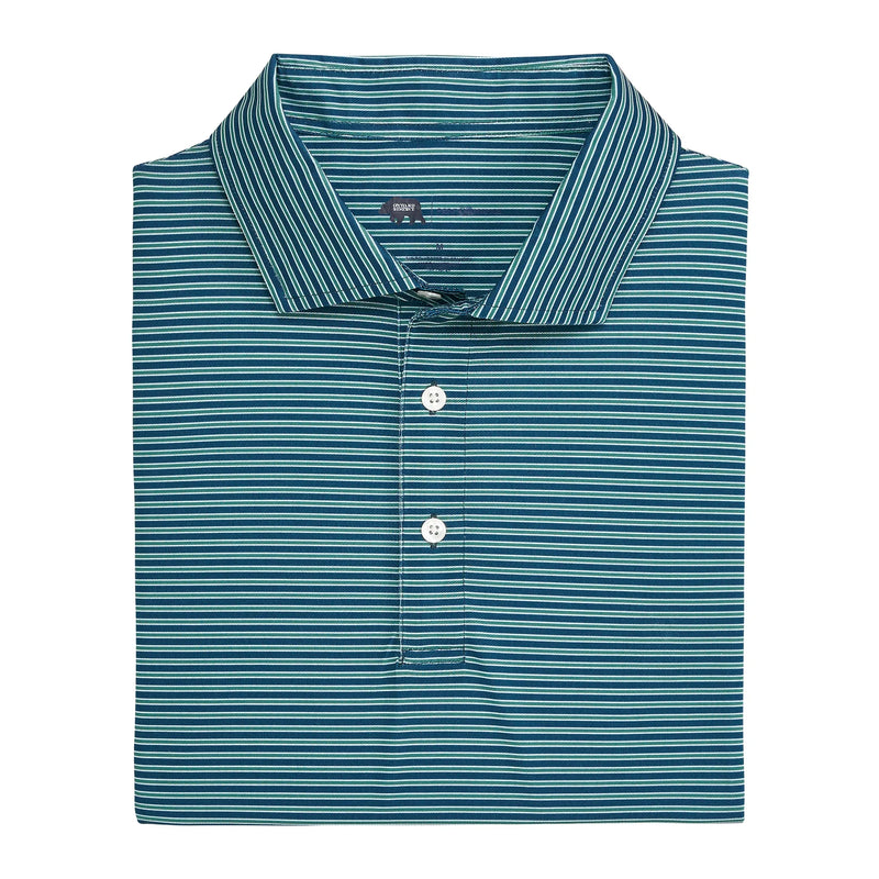 Trophy Stripe Performance Pique Polo - Blue Wing Teal