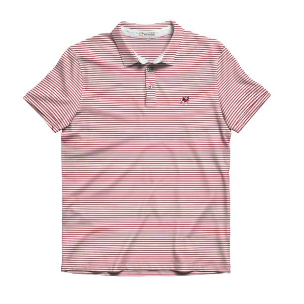 Standing Dawg Laurel Red & White Performance Polo