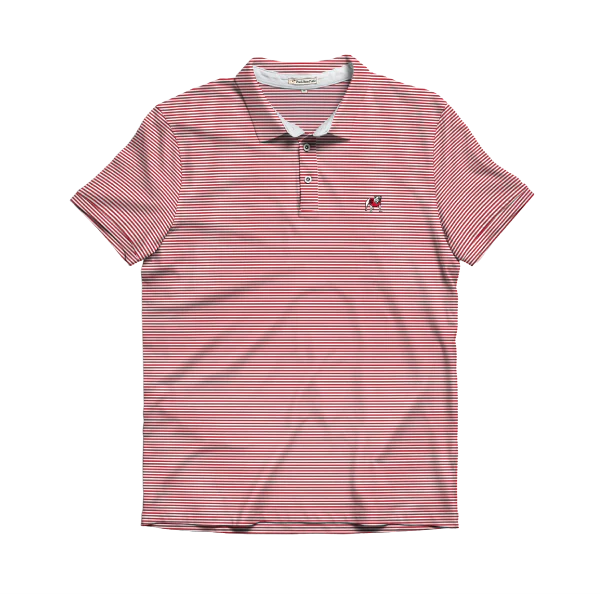 Standing Dawg Loblolly Red & White Performance Polo