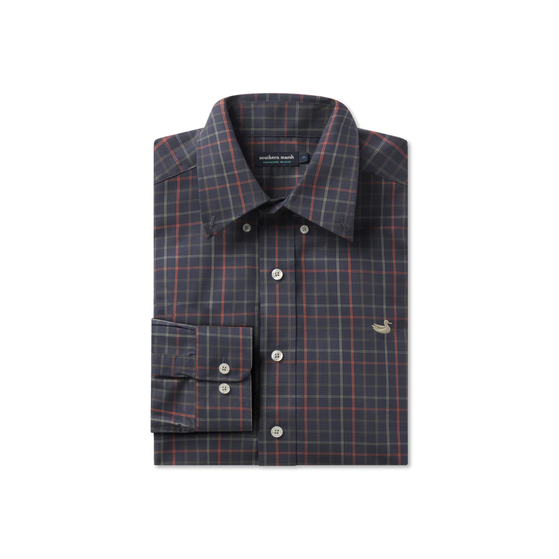 Chateau Windowpane Dress Shirt NAVY & DARK OLIVE