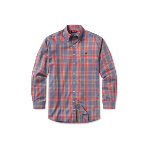 Tupelo Windowpane Dress Shirt Slate and Red