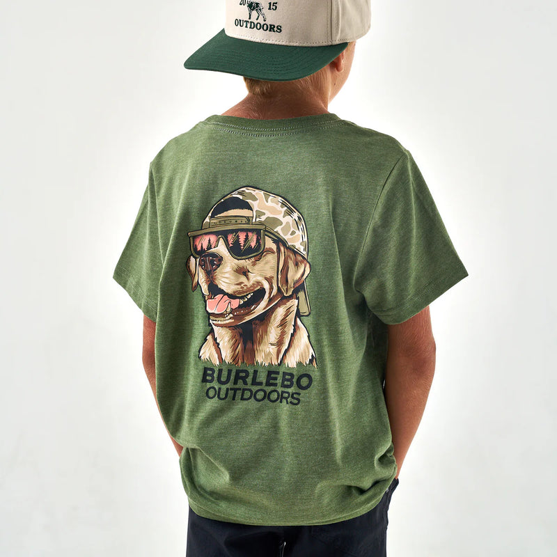Youth Tee - Mallard Camo Dog - SS - Heather Olive