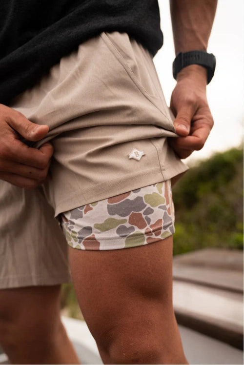 Athletic Shorts - Heather Khaki Driftwood Camo Liner