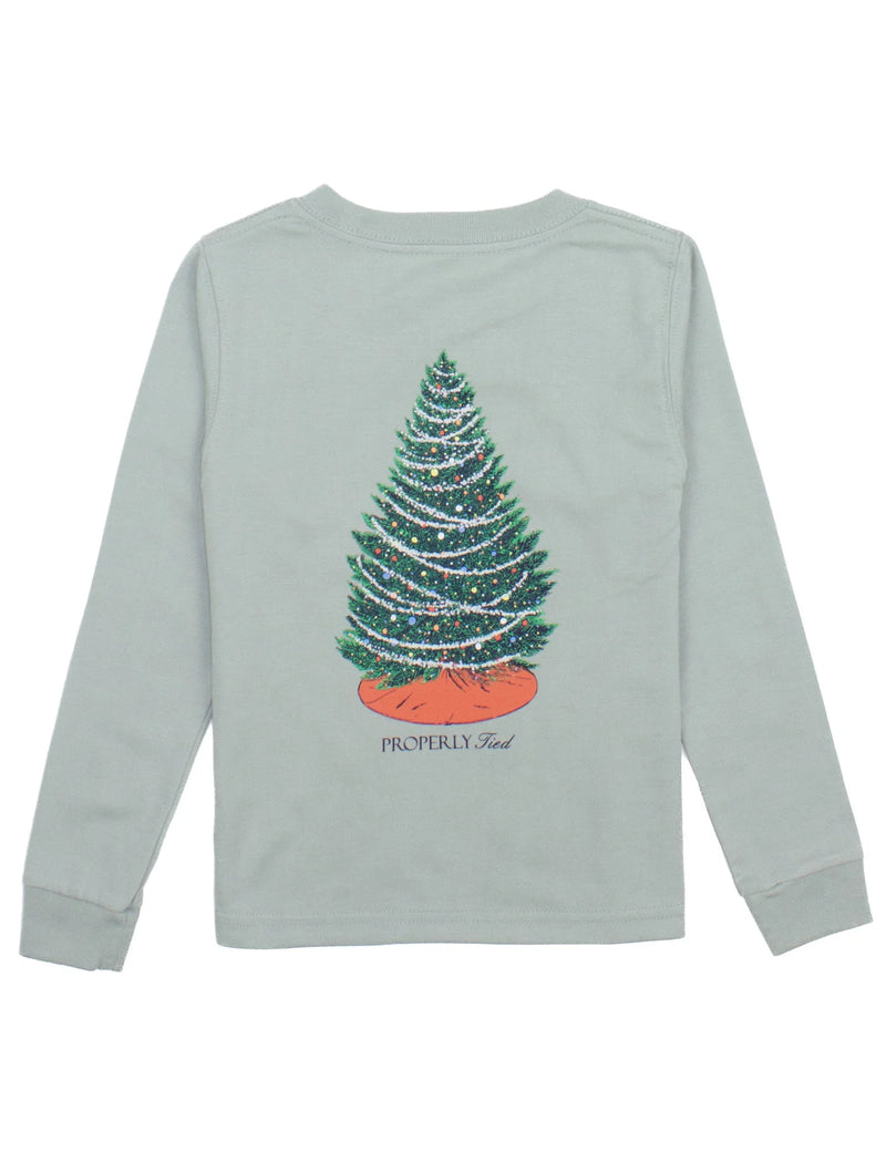 BOYS CHRISTMAS TREE LS CHROME GREY