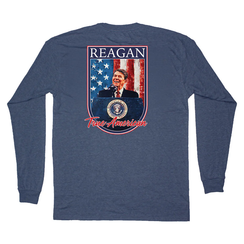 American Co Reagan - True American Long Sleeve Pocket Tee - Heathered Navy
