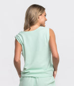 TEXTURED KNIT HENLEY TANK MARINA MIST