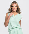 TEXTURED KNIT HENLEY TANK MARINA MIST