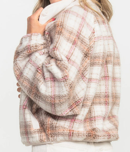 RETRO SNAP FLEECE JACKET COZY PLAID