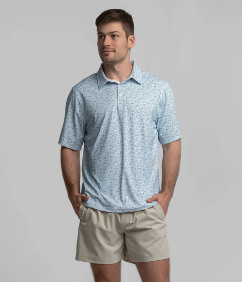 Biggest Fan Printed Polo Powder Blue