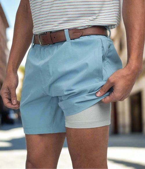 Everyday Hybrid Short With Belt Loops (5.5" Inseam) - Mountain Spring
