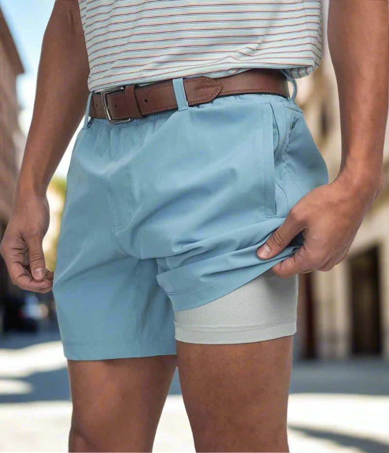 Everyday Hybrid Short With Belt Loops (5.5" Inseam) - Mountain Spring