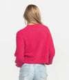 Cropped Feather Knit Sweater ELLE PINK