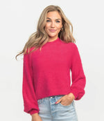Cropped Feather Knit Sweater ELLE PINK