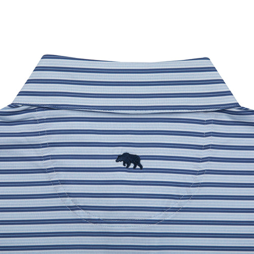 WEDGE STRIPE PERFORMANCE POLO FEDERAL BLUE