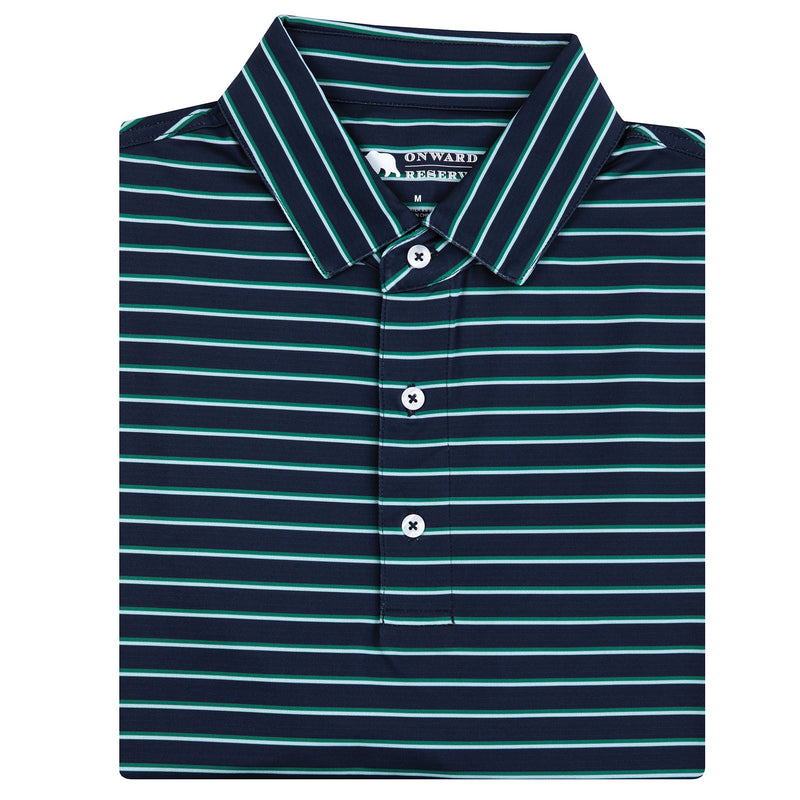 NAVY/ETHER/DEEP GRASS_FAIRWAY STRIPE PERFORMANCE POLO
