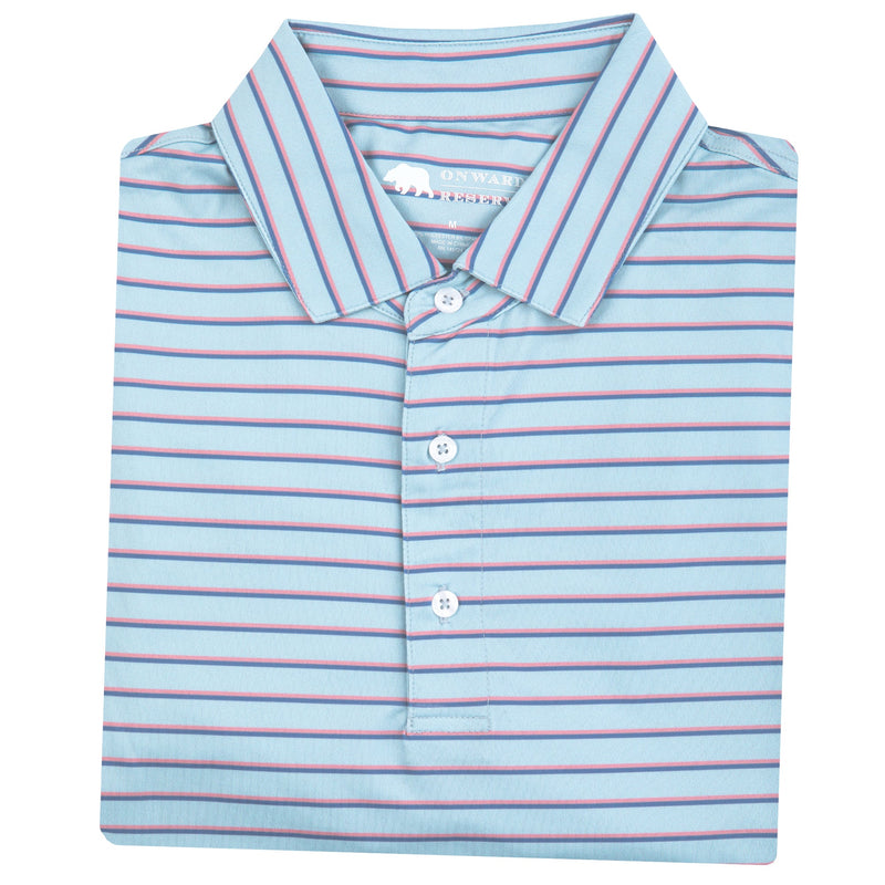 ETHER/CORAL ALMOND/FEDERAL BLUE_FAIRWAY STRIPE PERFORMANCE POLO
