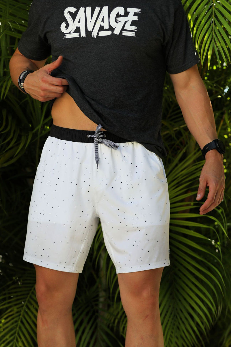 Athletic Shorts - White Speckled