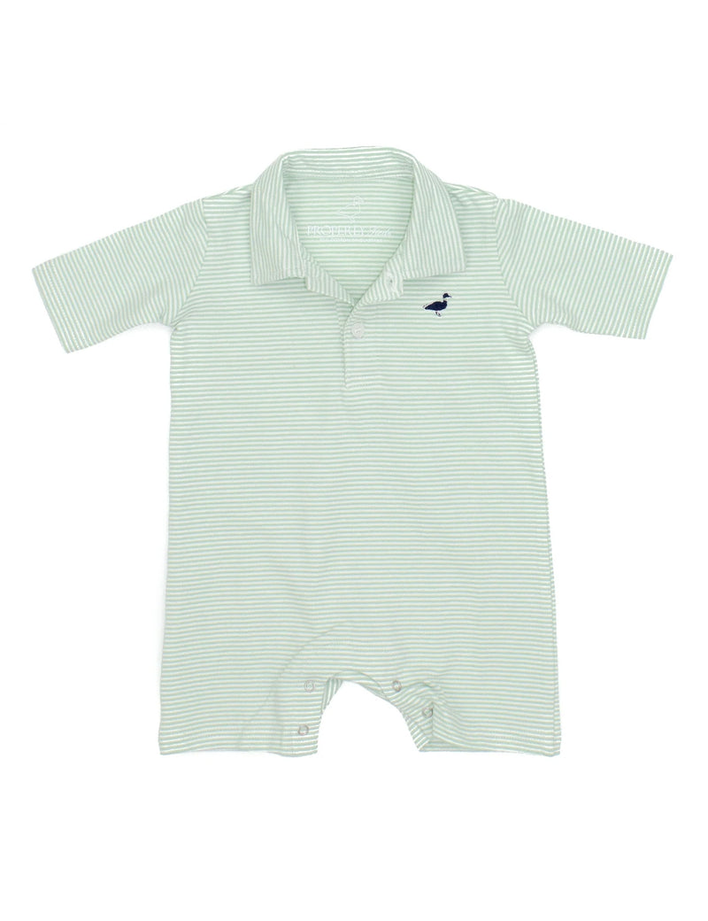 LD BABY JACKSON POLO SHORTALL MINT STRIPE