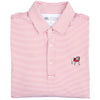 BIRDIE STRIPE STANDING BULLDOG POLO - WHITE/RED