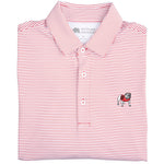BIRDIE STRIPE STANDING BULLDOG POLO - WHITE/RED