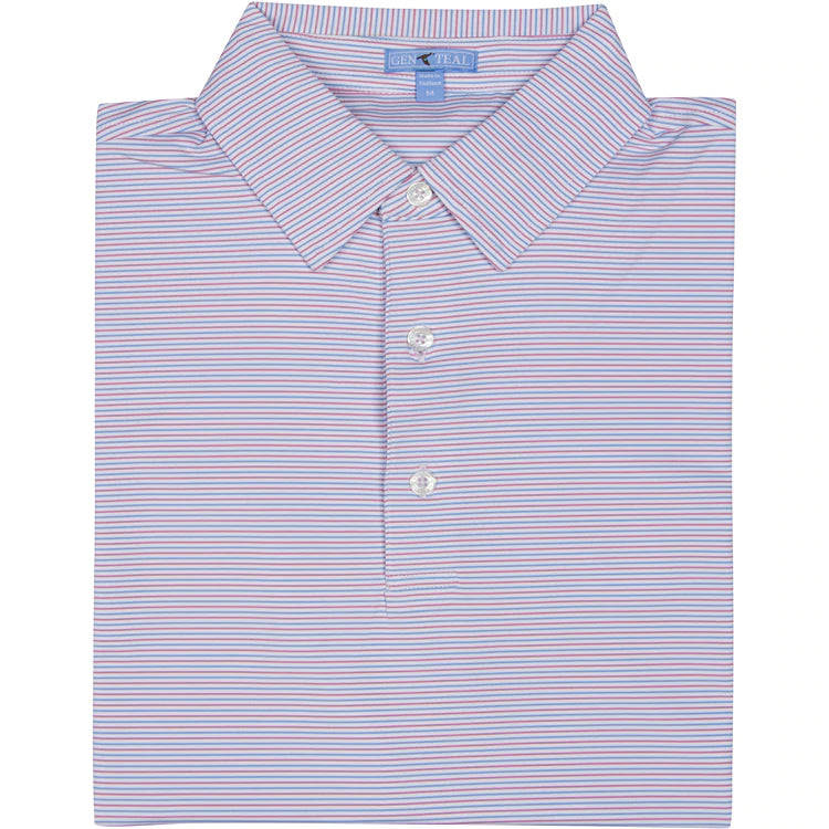 BRAZILWOOD TRELLIS STRIPE PERFORMANCE POLO