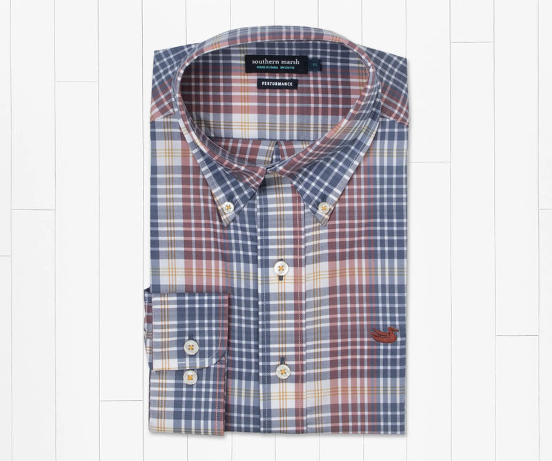 Bayamon Performance Dress Shirt SLATE WITH BURNT RED