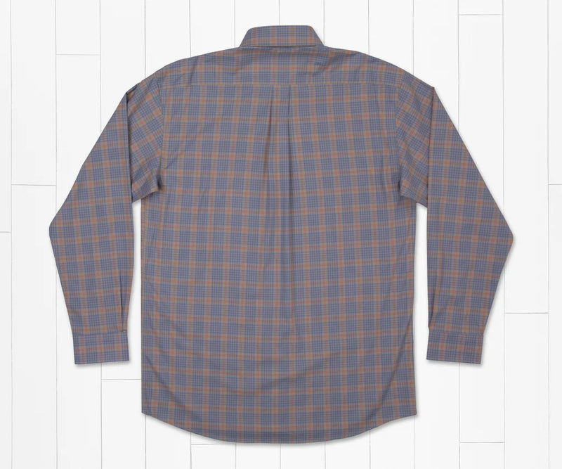 Calabash Performance Dress Shirt BURNT TAUPE AND MOUNTAIN PURPLE