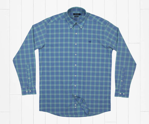 Calabash Performance Dress Shirt MINT AND FRENCH BLUE