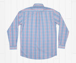 Shores Windowpane Performance Dress Shirt BLUE AND CORAL